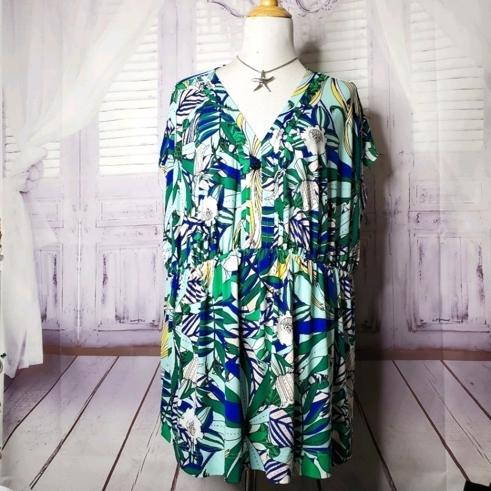 LIZ‎ CLAIBORNE SIZE 2X MULTI FLORAL TOP BLOUSE NEW